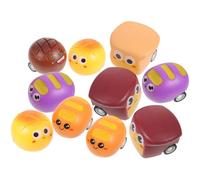 Gogogmee 10pcs Pull Back Car for Friction Powered Cartoon Bread Shape Vehicles Safe Smooth Surface Party Favors for Boys and Miniature Play Cars