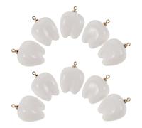 Gogogmee 10pcs Resin Teeth Charms Pendant Set for Dentist Jewelry Making White Mini Fake Tooth Dangle Beads for Earrings Necklaces Craft Accessories