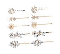 Gogogmee 10pcs Rhinestone Hair Clips Sunflower Star Leaf Designs Gold Color Elegant Barrettes for Women Stylish Hair Accessories Matching Various Outfits