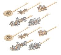 Gogogmee 10pcs Rhinestone Pearl Hair Barrettes for Women Decorative Bobby Pins with Sturdy Hold Elegant Gold Hair Clips for Thick Thin Styles Wedding and Daily Accessories