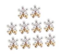 Gogogmee 10pcs Small Pearl Flower Hair Claws for Women Mini Hair Clips with Interlocking Teeth Elegant Decorative Barrettes for Daily Use