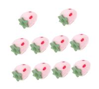 Gogogmee 10pcs Strawberry Shape Wool Felting Crafts DIY Decorations for Headbands and Accessories Handmade Felt Ornaments for Party and Decor