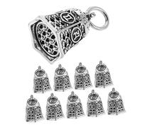 Gogogmee 10pcs Vintage Six-word Pendant Charms Handmade Alloy Bells for DIY Jewelry Making Craft Hanging Bells for Bracelets Necklace Wind Chime Replacement