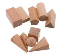 Gogogmee 10pcs Wooden Geometric Solids Blocks for Kindergarten Classroom Learning Sturdy Pattern Shapes for Visual Math Education and Shape Sorting
