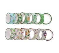 Gogogmee 12 Pcs Floral Washi Tape Self-adhesive Decorative Paper Tapes for DIY Crafts Scrapbooking Journaling with Bright Pastel Colors and Use Tailored Lengths