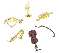 Gogogmee 12 Scale Mini Musical Instrument Model Set 5pcs Including Violin, Saxophone, Trumpet Dollhouse Accessories for Display and Photography