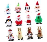 Gogogmee 12Pcs Christmas Wind Up Walking Funny Clockwork Santa Claus Figures Creative Xmas Lightweight Holiday Favors Festive Decorative