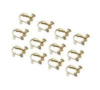 Gogogmee 12pcs Clip Open Non Pierced Earring Components with Hole Lightweight Golden Jewelry Findings for Womens DIY Accessories and Daily Wear