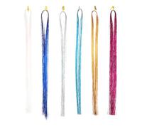 Gogogmee 12pcs Colorful Hair Tinsel Strands for Braids Hair Accessory with Pearl Rose Red Sky Blue Gold Silver Vibrant Decorations for Styling
