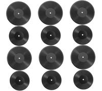 Gogogmee 12pcs Miniature Vinyl Record Models for Doll House Scene Decor Realistic Black and Medium Music Furniture Props Mini Record Ornaments for Dollhouse Layout and Collectors