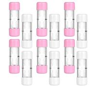 Gogogmee 12pcs Rgp Contact Case Set with Left Right Marked Deep Well Leakproof Storage Box, Portable Pink and White Hard Holder for Travel and Eye Care