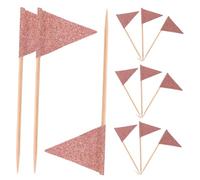 Gogogmee 12pcs Rose Gold Triangle Cupcake Flags Sticks Decorative Cake Picks for Fruits Desserts Appetizers Stylish Party Food Toppers for Birthday Wedding Holiday Celebrations