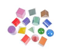 Gogogmee 15pcs Translucent Geometry Manipulative Transparent Geometric Solids for Math Learning Interactive Light Table with Unfoldable Cards and Formula Charts