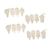 Gogogmee 16pcs DIY Wooden Ice Cream Crafts Unfinished Summer Party Decorations for Creative Coloring Cutouts for Imaginative Play and Family Gatherings