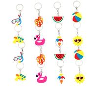 Gogogmee 16pcs Hawaii Style Key Chain Set Cute Cartoon Bag Ornaments Decorative Pendant Hangings for Summer Parties for Sharing with Friends and Family