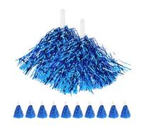 Gogogmee 16pcs Metallic Foil Handle Cheerleading Pom Poms Blue Small Size for School Sports Dance Team and Cheerleading Equipment