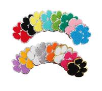 Gogogmee 16pcs Silver Edge Dog Paw Iron Patch Embroidered Applique for Clothes Bags Jackets Jeans Cute Cartoon Animal Paw Print DIY Embroidery Patches for Personalization and Repair