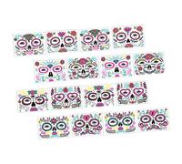 Gogogmee 16sheets Fluorescent Day Dead Face Stickers Temporary Facial Makeup Decals for Halloween Parties Designs for Adults Boys and Girls Easy to Apply Remove