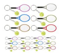 Gogogmee 18pcs Tennis Keychain Set with Colorful Mini Racket and Ball Charms, Sports Style Key Rings for Tennis Lovers, Decorative Key Pendants for Bags and Sports Parties