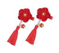 Gogogmee 1pair Flower Hairpin Tassel Barrette for Girls Chinese Hair Clip Hairstyle Pin for All Occasions Easy to Use Keeps Hair Neat for Boys and Girls Hairstyles