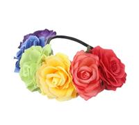 Gogogmee 1PC Rainbow Rose Floral Headband Simulated Flower Wreath Hair Accessory for Bride Bridesmaid and Party Use for Festivals Weddings and Photoshoots