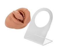 Gogogmee 1Set Realistic Silicone Face Model for Piercing Practice of Flexible Fake Tongue and Mouth Simulation Teaching Tool with Stand for Body Art and Jewelry Display