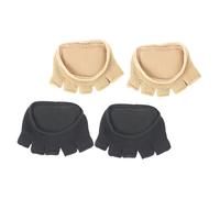 Gogogmee 2 Pairs Breathable Cotton Five-Toe Socks with Padded Forefoot Comfortable Half Toe Topper Socks for Women Moisture Absorbing Cushioned Support Suitable for All Seasons Black Nude