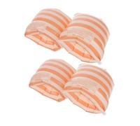 Gogogmee 2 Pairs Inflatable Adult Arm Floaties PVC Swimming Armbands Double Air Chambers, Orange Striped Swim Float Sleeves for Pool and Beach Use