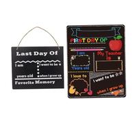 Gogogmee 2 PCS Double Sided Blackboard Wall Hanging Reusable Printed Letter Chalkboard Signs for First Day School Milestone Large Textured Message Board Home Decor Easy to to