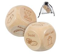 Gogogmee 2 Pcs Food Decision Maker Wooden Dinner Idea Cubes with Food Patterns and Words Portable Fast Meal Planning Tool for and Travel