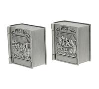 Gogogmee 2 Pcs Metal Tooth Storage Boxes for Animal Patterns Keepsake Cases for Teeth and Lanugo Retro Style Flannelette Organizer for Baptism Christmas Birthday