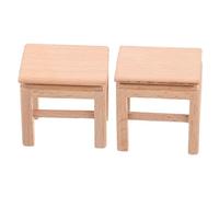 Gogogmee 2 Pcs Miniature Wooden Dollhouse Stool Small Mini Chair Furniture Accessories for Tiny Doll House Decor Compact Elegant Simple Design
