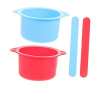 Gogogmee 2 Pcs Non-stick Silicone Wax Pot Hair Removal Waxing Bowls with Stirring Sticks 400ml Premium Silicone Material Smooth Surface for Salons and Spas