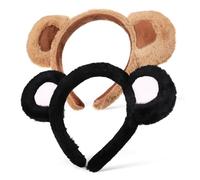 Gogogmee 2 Pcs Plush Bear Ears Headbands Hairbands with Three-Dimensional Ears, Creative and Lovely Hair Accessories for Halloween, Christmas, and Photos with Friends