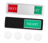 Gogogmee 2 Pcs Privacy Door Indicator Signs Synthetic Resin Occupied Vacant Slide Signs for Office Bathroom Meeting Fade Resistant with Silver Black Colors