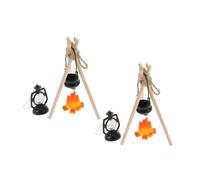 Gogogmee 2 Set Miniature Campfire Ornament with Fake Flame Detailed Dollhouse Bonfire Model for DIY Terrarium Tabletop Fire Pit Camping Scene Decorations and Christmas Dollhouse Accessories