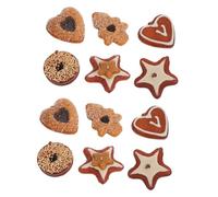Gogogmee 2 Sets Artificial Cookie Biscuits Food Model Realistic Chocolate Christmas Dessert Display Props with Tree Heart Star Shapes for Kitchen Photography