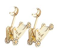 Gogogmee 2 Sets DIY Wooden Trebuchet Catapult Kit Stem Educational Physics Model for Creative Engineering Craft with Realistic Ancient Siege Design Portable Desk Catapult for Science