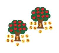 Gogogmee 2 Sets Non Woven Educational Digital Apple Tree Matching Kit for Early Learning Cognitive Pairing Counting Game with Felt Stickers for Preschool Parent Interaction