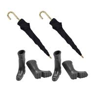 Gogogmee 2 Sets Rain Shoes Umbrella Decor for Creative Role Playing Imaginative Play Scale Dollhouse