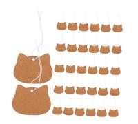 Gogogmee 200pcs Kraft Hanging Labels with Elastic String Writable Price Tags for Jewelry Clothing Retail Craft Market Display Blank Paper Cards
