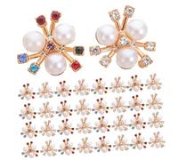 Gogogmee 200pcs Rhinestone Flower Sew Buttons with Imitation Pearl Centers Decorative Embellishments for DIY Crafts Hair Accessories Wedding and Party Decorations