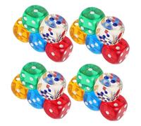 Gogogmee 20pcs Acrylic Game Dice Set with Rounded Corners Translucent Colorful Dotted Dice for Board Games Classroom Math Learning Probability Teaching and Halloween Party Accessories