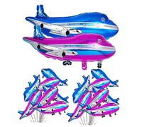 Gogogmee 20pcs Airplane Foil Balloons Lightweight Party Decorations for Birthdays Aviation Themes Events Eye Catching Practical Photo Props Blue