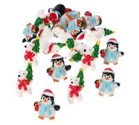 Gogogmee 20pcs Christmas Miniature Figurines Adorable Resin Xmas Mini Decor with Bear Penguin Statues for Snow Village Tree Table Festive Decoration Cozy Holiday Atmosphere