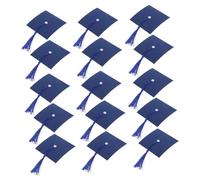 Gogogmee 20pcs Mini Graduation Cap Cake Toppers Blue Party Decorations for Graduation Cakes Cupcakes Candy Bottles Stylish Bottle Decorations for Kindergarten to Doctoral Celebrations