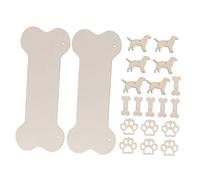 Gogogmee 20pcs Natural Hanging Wood Sign Set with Dog Bone Paw Print Puppy Cutouts for DIY Crafting Unpainted Wooden Plaques for Home Decor Making Wall Door Decorations