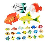 Gogogmee 24 Pcs Tropical Plastic Fish for Educational Preschool Ocean Animal Figures Reusable Bath and Party Decorations Realistic Model Fish Craft for Boys