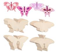 Gogogmee 24 Pcs Wooden Butterfly Craft Slices for Painting DIY Decoration Unfinished Butterfly Shaped Wooden Discs Safe Birthday Art Supplies for Home