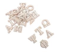 Gogogmee 24pcs Double Layer Wooden Greek Letters for Crafting Unfinished Wood Alphabet Shapes with Natural Texture for DIY Wall Art Home Decor and Family Creative Projects